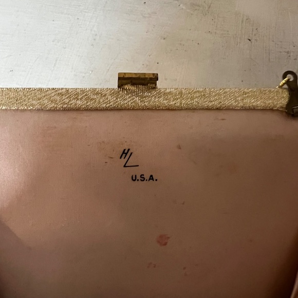 Vintage 1950s Gold Metallic Clutch Purse Kiss Lock Purse Set 50s MCM Pin Up - Picture 6 of 7